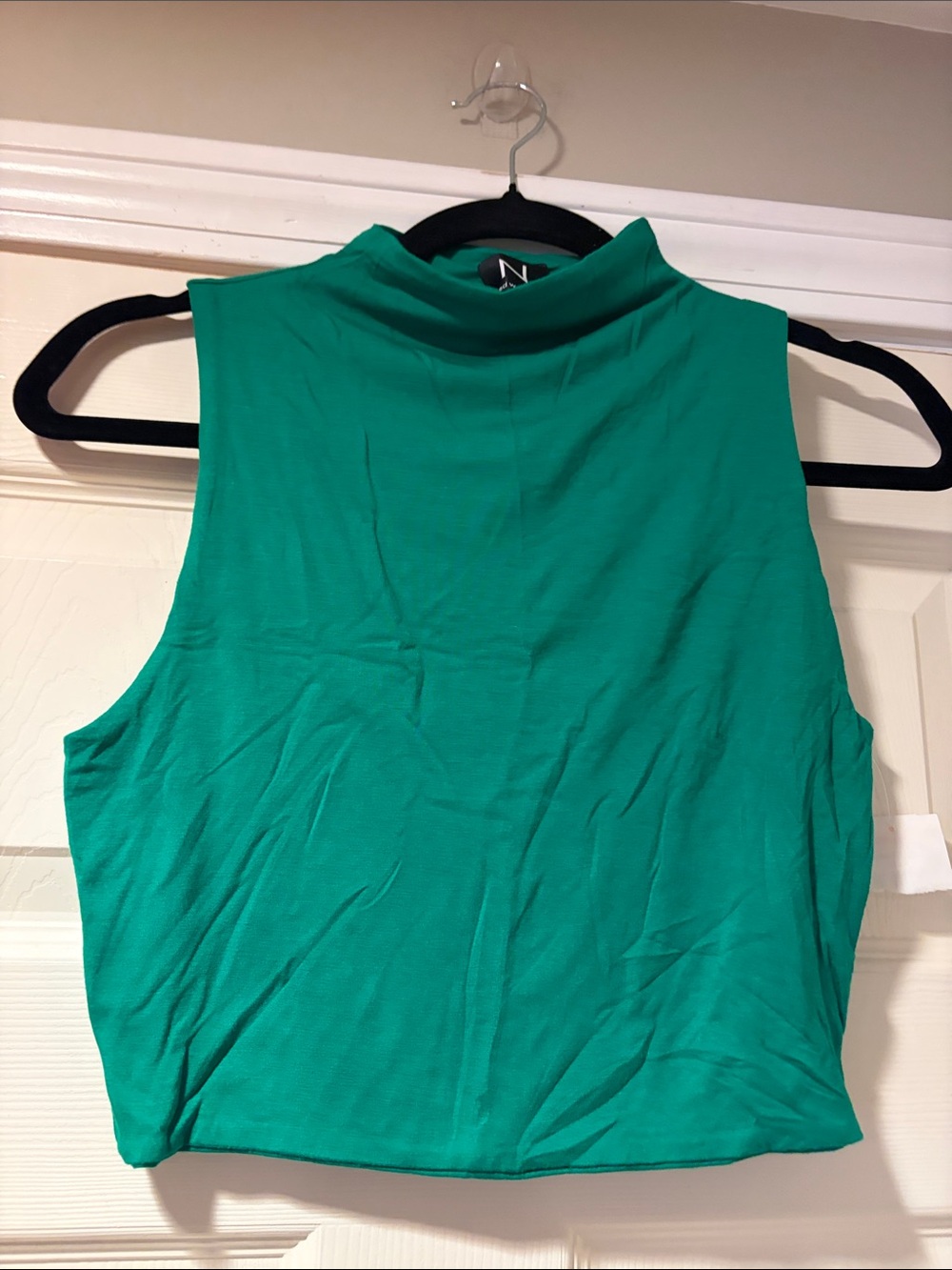 naked wardrobe Sleeveless Mock Neck crop Tank in Kelly Green L